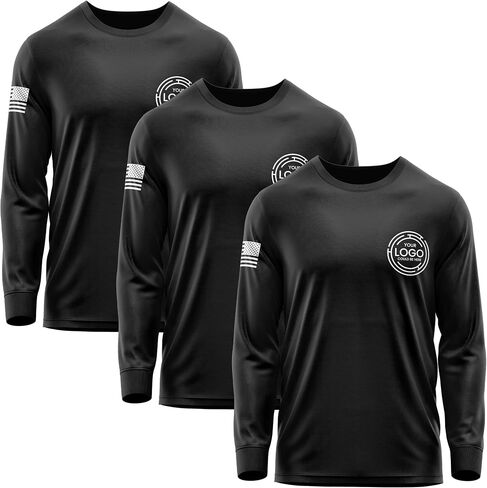 3 Pack Custom Shirts for Men, Long Sleeve Hi Visibility T Shirt Safety Customized Workwear Company Uniform Tops Black in Saudi Arabia