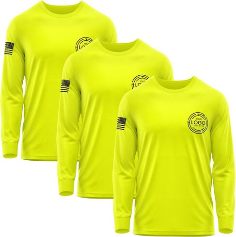 3 Pack Custom Shirts for Men, Long Sleeve Hi Visibility T Shirt Safety Customized Workwear Company Uniform Tops Black in Saudi Arabia