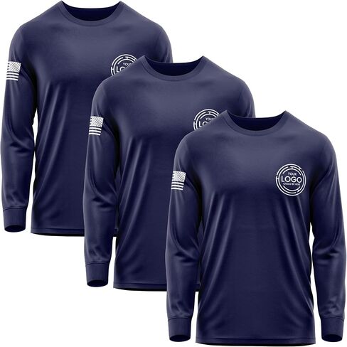 3 Pack Custom Shirts for Men, Long Sleeve Hi Visibility T Shirt Safety Customized Workwear Company Uniform Tops Black in Saudi Arabia