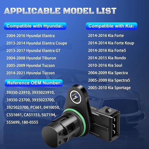 Set of 2 Camshaft Position Sensor 39350-23910 Compatible with Hyundai Elantra 2004-2016, Tucson 2005-2021 & Kia Soul 2010-2016, Forte Forte5 2014-2016, Spectra Spectra5 Sportage 2005-2010 L4 2.0L in Saudi Arabia