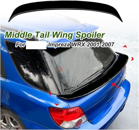 Compatible for Subaru Impreza WRX 2001-2007 Touring Edition Rear Middle Tail Wing Spoiler Glossy Black Modification Car Body Kit(Carbon Black) in Saudi Arabia