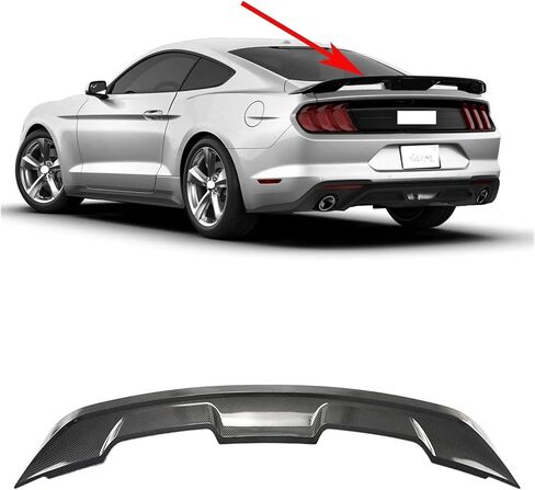 Car Rear Spoiler Wing Compatible For Ford Mustang 2015-2023 GT500 Style Tail Wing Diffuser Trunk Lip Splitter Glossy Black Carbon Look(Carbon Fiber Look) in Saudi Arabia
