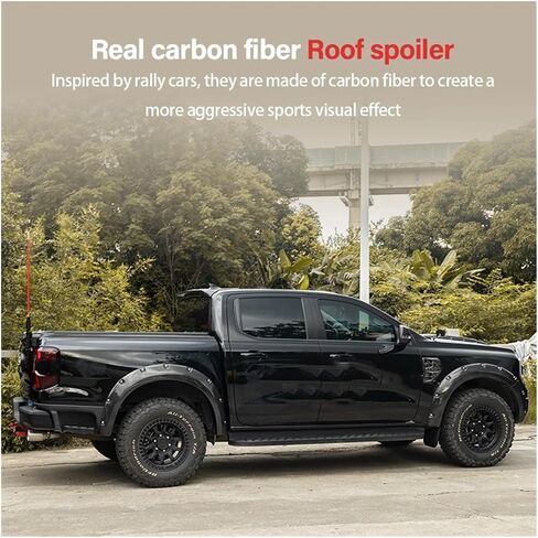 Compatible For Ford Ranger T9 2023 2024 True Carbon Fiber Sports Spoiler Ranger Body Kit Pickup Roof Top WingWILDTRACK SPORT XLT XLS XL V6(Matte surface) in Saudi Arabia