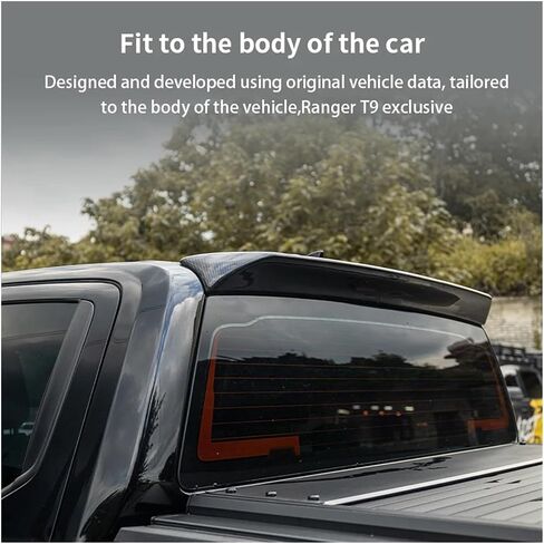 Compatible For Ford Ranger T9 2023 2024 True Carbon Fiber Sports Spoiler Ranger Body Kit Pickup Roof Top WingWILDTRACK SPORT XLT XLS XL V6(Matte surface) in Saudi Arabia