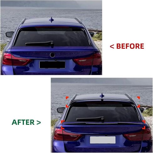 متوافق مع BMW 5 Series Touring G31 2018-2023 Car Top Wing & Mid Wing Spoiler Soffileer Tail Spinted Guard Guard Decoration (B Gloss Black) in Saudi Arabia