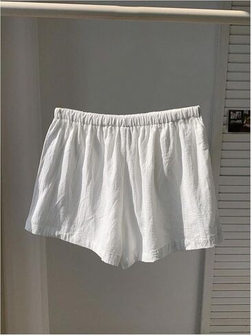 Floerns Women's Elastic Waist Double Layered Linen Shorts Knot Front Casual Loose Shorts in Saudi Arabia