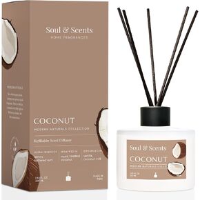 Soul & Scents Reed Diffuser Set – Coffee | 7.43 oz Refillable Scented Oil with 6 Fiber Sticks | Long-Lasting Home Fragrance & Air Freshener for Bedroom, Bathroom, Office | Gift & Décor Piece in Saudi Arabia