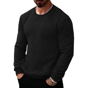 Runcati Mens Crewneck Sweatshirts Quilted Diamond Textured Pullover Long Sleeve Casual Fashion Sweatshirt in Saudi Arabia