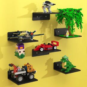 رفوف عائمة 6 حزمة عائمة من Blissbox تتوافق مع الجدار مع طوب البناء LEGO ، 5 × 5.5 بوصة ثنائية الأزرار 16x17 لتخزين لبنة وعرضها ، أرفف عروض ABS لديكور الغرفة ، الأسود in Kuwait