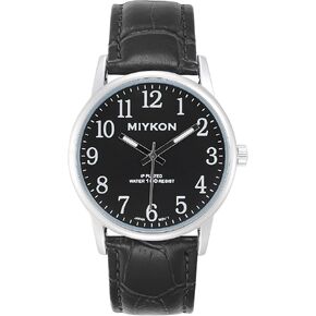 Miykon Casual Analog Watches for Men - Minimalist Easy Reader Mens Dress Watches with Genuine Leather Strap - Ion Polished, Scratch Resistant Glass, Japanese Quartz, Waterproof to 100ft in Kuwait