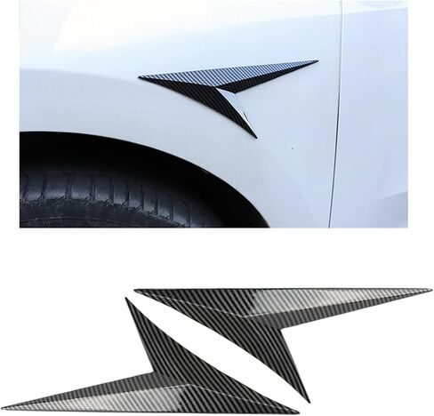 2PCS Car Hood Side Air Vent Trim, Anti Collision Carbon Fiber Vehicle Air Flow Decorative Cover, Self Adhesive Automotive Ventilation Protection Decoration, Universal Fit (Carbon Black) in Saudi Arabia