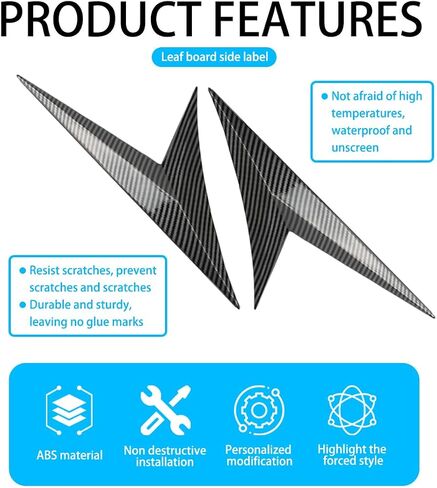 2PCS Car Hood Side Air Vent Trim, Anti Collision Carbon Fiber Vehicle Air Flow Decorative Cover, Self Adhesive Automotive Ventilation Protection Decoration, Universal Fit (Carbon Black) in Saudi Arabia