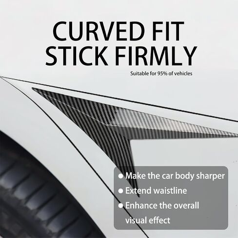 2PCS Car Hood Side Air Vent Trim, Anti Collision Carbon Fiber Vehicle Air Flow Decorative Cover, Self Adhesive Automotive Ventilation Protection Decoration, Universal Fit (Carbon Black) in Saudi Arabia