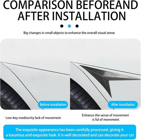 2PCS Car Hood Side Air Vent Trim, Anti Collision Carbon Fiber Vehicle Air Flow Decorative Cover, Self Adhesive Automotive Ventilation Protection Decoration, Universal Fit (Carbon Black) in Saudi Arabia