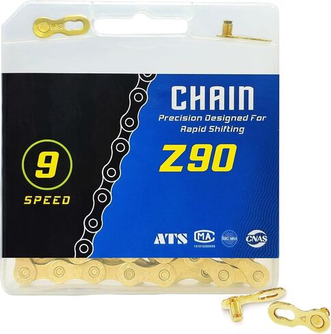 Bike Chain, 8 Speed Bike Chain 1/2" x 3/32" 116 Links Bicycle Chain for Road Mountain Folding Racing Cycling Bikes (Gold) in Kuwait