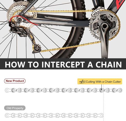 Bike Chain, 8 Speed Bike Chain 1/2" x 3/32" 116 Links Bicycle Chain for Road Mountain Folding Racing Cycling Bikes (Gold) in Kuwait