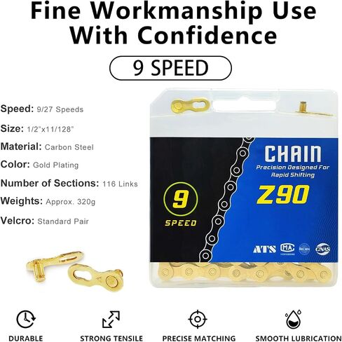 Bike Chain, 8 Speed Bike Chain 1/2" x 3/32" 116 Links Bicycle Chain for Road Mountain Folding Racing Cycling Bikes (Gold) in Kuwait
