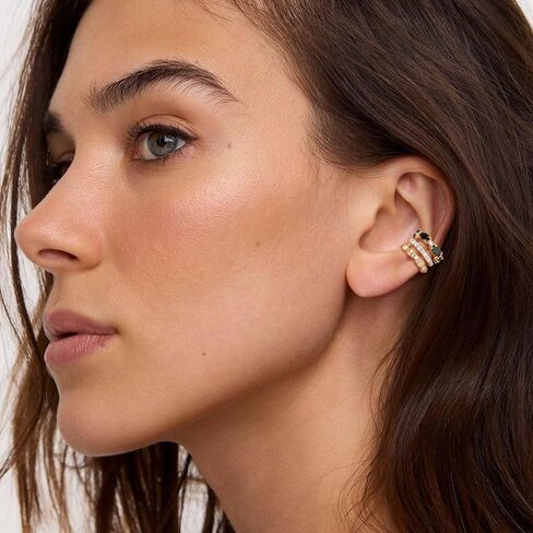 MTMY Ear Cuffs Non Piercing for Women 14K Gold Plated Ear Cuff Earrings Colorful Cubic Zirconia Paved Trendy Cartilage Earring Jewelry | Single in Kuwait