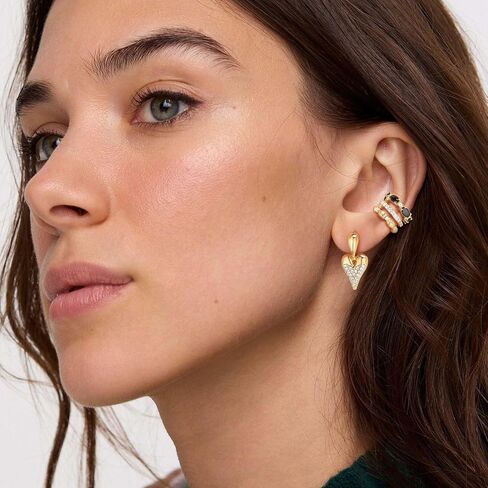 MTMY Ear Cuffs Non Piercing for Women 14K Gold Plated Ear Cuff Earrings Colorful Cubic Zirconia Paved Trendy Cartilage Earring Jewelry | Single in Kuwait