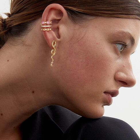 MTMY Ear Cuffs Non Piercing for Women 14K Gold Plated Ear Cuff Earrings Colorful Cubic Zirconia Paved Trendy Cartilage Earring Jewelry | Single in Kuwait
