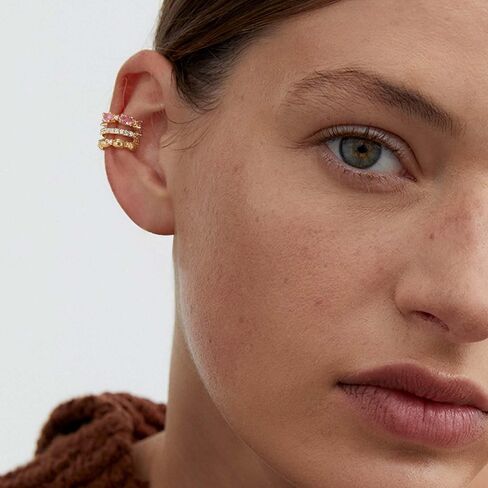 MTMY Ear Cuffs Non Piercing for Women 14K Gold Plated Ear Cuff Earrings Colorful Cubic Zirconia Paved Trendy Cartilage Earring Jewelry | Single in Kuwait