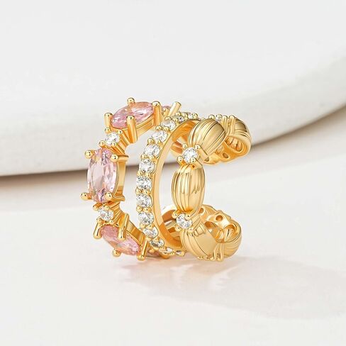 MTMY Ear Cuffs Non Piercing for Women 14K Gold Plated Ear Cuff Earrings Colorful Cubic Zirconia Paved Trendy Cartilage Earring Jewelry | Single in Kuwait