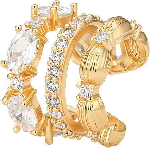 MTMY Ear Cuffs Non Piercing for Women 14K Gold Plated Ear Cuff Earrings Colorful Cubic Zirconia Paved Trendy Cartilage Earring Jewelry | Single in Kuwait