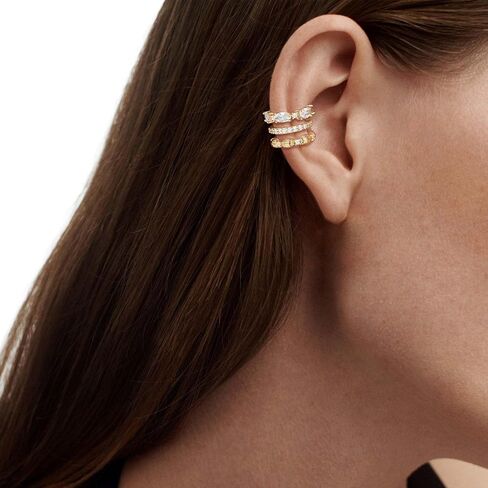 MTMY Ear Cuffs Non Piercing for Women 14K Gold Plated Ear Cuff Earrings Colorful Cubic Zirconia Paved Trendy Cartilage Earring Jewelry | Single in Kuwait