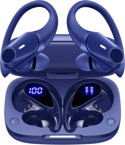 GOLREX 100H Playtime Headphones Wireless Bluetooth with Charging Case IP8 Waterproof Powerful Bass Over Ear Headphones with LED Display in Kuwait