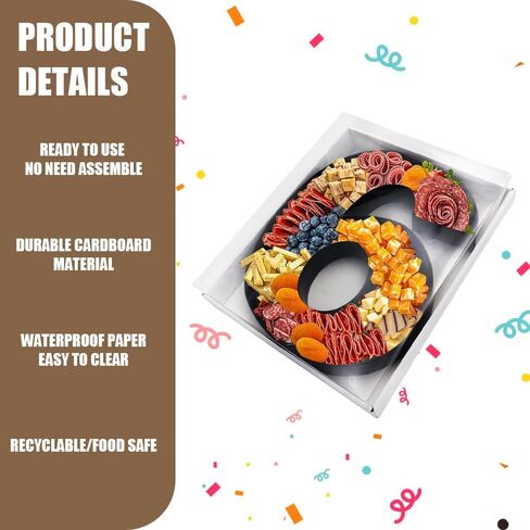 12.5inch Fillable Paper Mache Number Letter Cardboard Cutouts Charcuterie Board Food Sweet Cupcake Tray Party Decorative Box (Letter D, White), KAFU01 in Saudi Arabia
