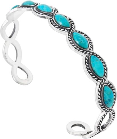 Turquoise Bracelet Sterling Silver 925 Genuine Gemstones Cuff in Saudi Arabia