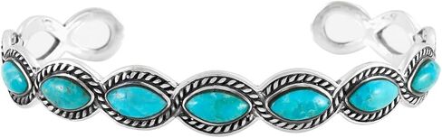 Turquoise Bracelet Sterling Silver 925 Genuine Gemstones Cuff in Saudi Arabia