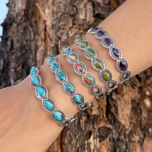 Turquoise Bracelet Sterling Silver 925 Genuine Gemstones Cuff in Saudi Arabia