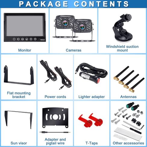 Rohent Wireless Backup Camera Truck: Easy Install 2.4G Digital Signal No Delay Clear Night Vision 2 Channels HD 1080P 5 Inch Monitor IP69 Waterproof Rear View Camera for for Car Trailer-Hitch SUV R11 in Saudi Arabia