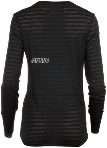 Mizuno Women's Alpha Eco Running Long Sleeve T-Shirt, Black, L in Saudi Arabia