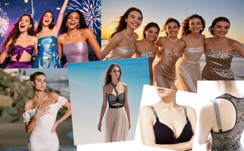 5PACK أحزمة صدرية راينستون للنساء مرنة قابلة للتعديل غير قابلة للانزلاق. in Saudi Arabia