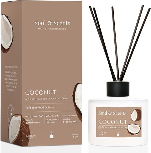 Soul & Scents Reed Diffuser Set - Coffee | 7.43 أوقية زيت معطرة مع 6 عصي الألياف | عطر المنزل طويل الأمد والهواء معطر لغرفة النوم ، الحمام ، المكتب | قطعة هدية وديكور in Saudi Arabia