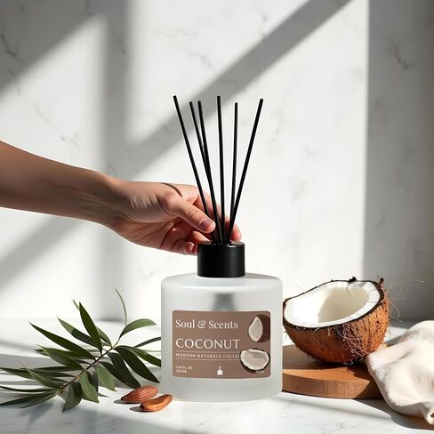 Soul & Scents Reed Diffuser Set - Coffee | 7.43 أوقية زيت معطرة مع 6 عصي الألياف | عطر المنزل طويل الأمد والهواء معطر لغرفة النوم ، الحمام ، المكتب | قطعة هدية وديكور in Saudi Arabia