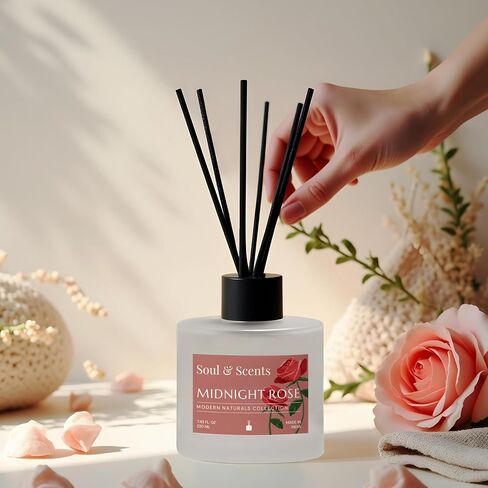 Soul & Scents Reed Diffuser Set – Coffee | 7.43 oz Refillable Scented Oil with 6 Fiber Sticks | Long-Lasting Home Fragrance & Air Freshener for Bedroom, Bathroom, Office | Gift & Décor Piece in Saudi Arabia
