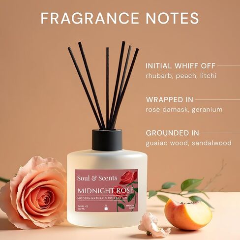 Soul & Scents Reed Diffuser Set – Coffee | 7.43 oz Refillable Scented Oil with 6 Fiber Sticks | Long-Lasting Home Fragrance & Air Freshener for Bedroom, Bathroom, Office | Gift & Décor Piece in Saudi Arabia