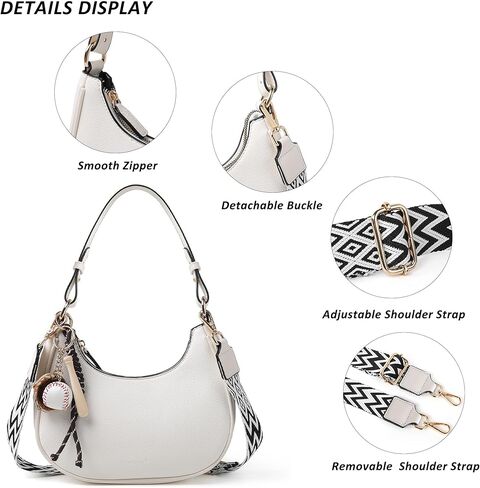 Small Shoulder Bag for Women Cute Hobo Purses and Handbags Crescent Shoulder Bag with Guitar Strap and Pendant in Kuwait