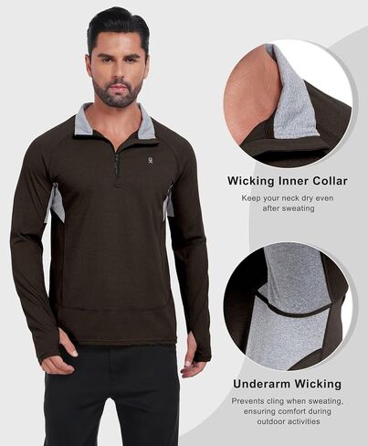 Little Donkey Andy Men's Lightweight Quarter Zip Pullover,UPF 50+ Long Sleeve Athletic Shirts for Outdoor Running Golf in Saudi Arabia