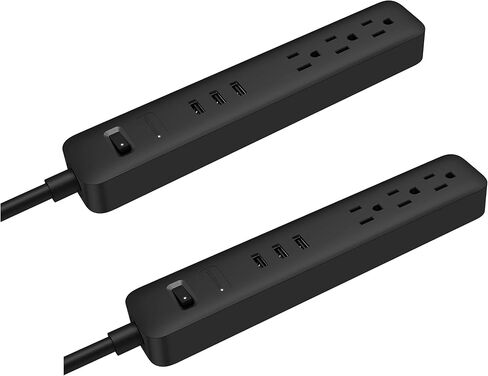 TP Quality 3 Outlet 3 Fast Charging USB Ports Switch Power Strip Surge Protector 4Ft Extension Cord with Flat Plug for Dorm Room Office Home Work iPhone iPad UL Listed Muti-Pack (Black) in Saudi Arabia