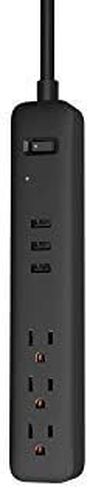 TP Quality 3 Outlet 3 Fast Charging USB Ports Switch Power Strip Surge Protector 4Ft Extension Cord with Flat Plug for Dorm Room Office Home Work iPhone iPad UL Listed Muti-Pack (Black) in Saudi Arabia