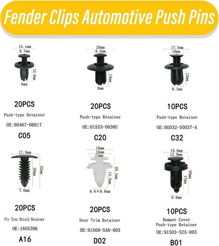 Car Retainer Clips Assortment Kit, Push Type Automotive Bumper Fasteners Rivets Door Panel Fender Liner Trim Clip Set with Storage Box for Toyota GM Ford Honda Chrysler (100Pcs Clips) in Saudi Arabia