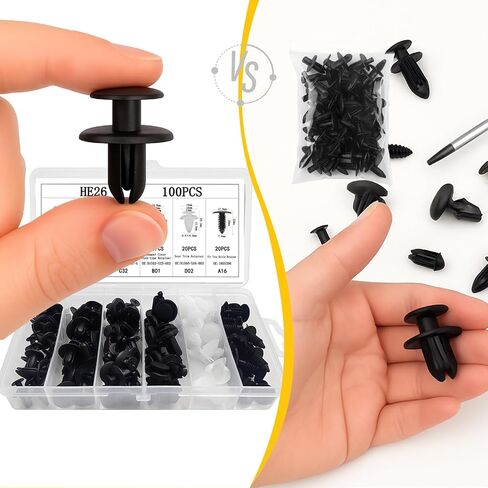 Car Retainer Clips Assortment Kit, Push Type Automotive Bumper Fasteners Rivets Door Panel Fender Liner Trim Clip Set with Storage Box for Toyota GM Ford Honda Chrysler (100Pcs Clips) in Saudi Arabia