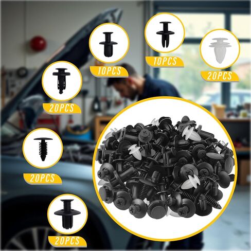 Car Retainer Clips Assortment Kit, Push Type Automotive Bumper Fasteners Rivets Door Panel Fender Liner Trim Clip Set with Storage Box for Toyota GM Ford Honda Chrysler (100Pcs Clips) in Saudi Arabia