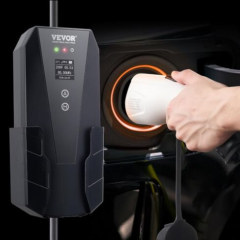 VEVOR Level 2 Portable EV Charger ، 32 AMP 240V ، شاحن المركبات الكهربائية مع كابل شحن 28 قدمًا NEMA 14-50P ، 16/20/24/32A محطة شحن قابلة للتعديل في المنزل EV لـ SAE J1772 EVS in Kuwait