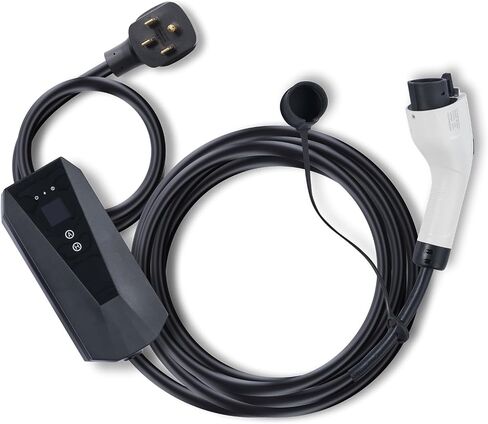 VEVOR Level 2 Portable EV Charger ، 32 AMP 240V ، شاحن المركبات الكهربائية مع كابل شحن 28 قدمًا NEMA 14-50P ، 16/20/24/32A محطة شحن قابلة للتعديل في المنزل EV لـ SAE J1772 EVS in Kuwait