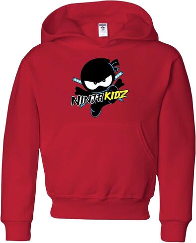 Ninja Kidz الرسمية الشعار الأصلي هوديي- ارتداء ابنك نينجا في بارد العتاد! (أحمر ، وسيط الشباب) in Saudi Arabia